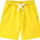 AIWUHE Toddler Boys Shorts Cotton Sport Shorts Summer Knee Length Solid Jogger Shorts Casual Pants Elastic Waist Short 2-7Y (Yellow)