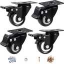 Casters, 2" Caster WheelsCasters Set of 4 Heavy Duty - ASRINIEY Black Polyurethane Castors, Top Plate Swivel Wheels, 4-Pack Industrial Casters with Brake, Locking Casters for Furniture and Workbench