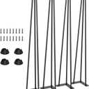 Hairpin Table Legs 28 inch  Set of 4 Metal Desk Legs Industrial Style Heavy Duty Steel Furniture Leg with Feet Protectors for Coffee Table/Side Tables/End Table/Nightstands/Bench/Stool DIY (Black)