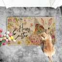 Artoid Mode Flowers Rabbit Bunny Eggs Happy Easter Doormat, Home Decor Low-Profile Switch Rug Door Mat Floor Mat for Indoor Outdoor 17x29 Inch