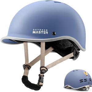 OutdoorMaster Bike Helmet for Adults,Adjustable Cycling Helmet with Light for Men & Women - Safety Certified for Bicycle Skateboard Road Bike Skating Roller Commuting Helmet (Medium, Matte Navy)