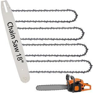 18 inch Chainsaw Chain & Bar Combo, 3/8" LP Pitch, 050" Gauge, 62 Drive Links Fits Poulan, Oregon, Craftsman, Echo, Homelite, Kobalt, Greenworks and More (4 Chains+ 1 Bar)