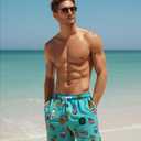 Mens Swim Trunks with Compression Liner 7 inch Inseam Quick Dry 2 in 1 Beach Board Shorts with Pockets S-3XL (Teal, S)