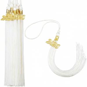 Boao 18 Pieces 2026 Graduation Tassel Charm for Graduation Cap Academic Hat Tassels with 2026 Year Gold Date Pendants Memorial for Ceremonies Parties(White)
