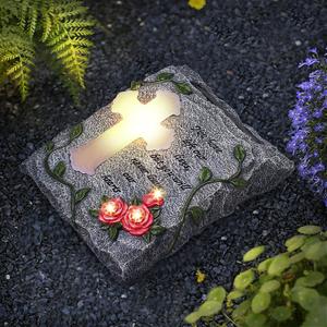 MXwcy Cross Solar Lights Outdoor Garden Memorial Stepping Stone, IP65 Waterproof is Used for Walls or Lawns, A Touching Memorial Gift & Condolence Gifts Grave Decorations for Cemetery