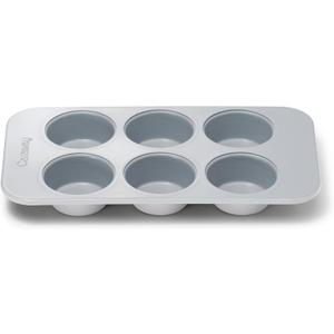 Caraway Nonstick Ceramic 6 Cup Muffin Pan  Non-Toxic, PTFE & PFOA Free  Oven Safe  Aluminized Steel Core  Small Muffin Pan for Baking Cupcakes, Muffins & More - Gray