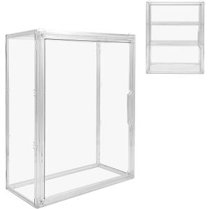 2 Pack Acrylic Display Case, 2/3 Layer Adjustable Figure Display Case, Wall-Mounted Dustproof Showcase for Collectibles Action Figure (2, 3 Tiers)