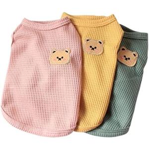 Cotton Dog Shirt Summer Lightweight Pet T-Shirts Soft Breathable Stretchy Cats Dogs Tee Shirt Sleeveless Vest Dog Apparel for Medium Small Dog Clothes 3PCS Yellow&Green&Pink, S