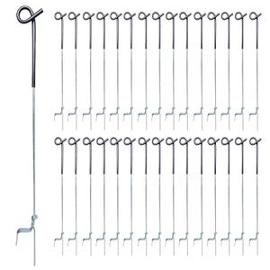 ARIFARO Step in Fence Post 41 Inch Pig Tail Step-in Fence Post,Electric Fencing Post,Metal Fence Post for Control of Most Animals Pack of 30,Black