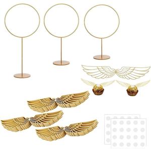 103 Pcs Wizard Party Chocolate Decoration include 50Pcs Wings Wafer Cupcake Toppers 3 PCS Gold Goal Posts and 50Pcs Glue Point for Them Party Decor Supplies
