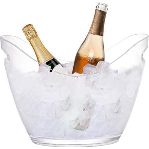 Yesland Ice Bucket Frosted Plastic 3.5 Liter Storage Tub - Perfect for Wine, Champagne or Beer Bottles