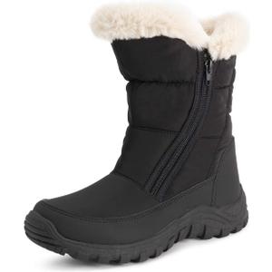 POLAR Womens Memory Foam Twin Zip Opening Pull On Nylon Waterproof Thick Faux Fur Lined Winter Rain Snow Boots