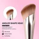 Angled Foundation Brush and Concealer Brush Set, 2 Pack Concealer Brushes Under Eye Kabuki Face Blending Makeup Brush for Nose Contour Brush, Cover Dark Circles, Blending, Liquid, Cream Pink