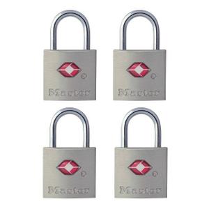 Master Lock 4pk 22mm Key Lock: Silver Pin-Tumbler Padlocks for Luggage, Automatic Locking, Steel