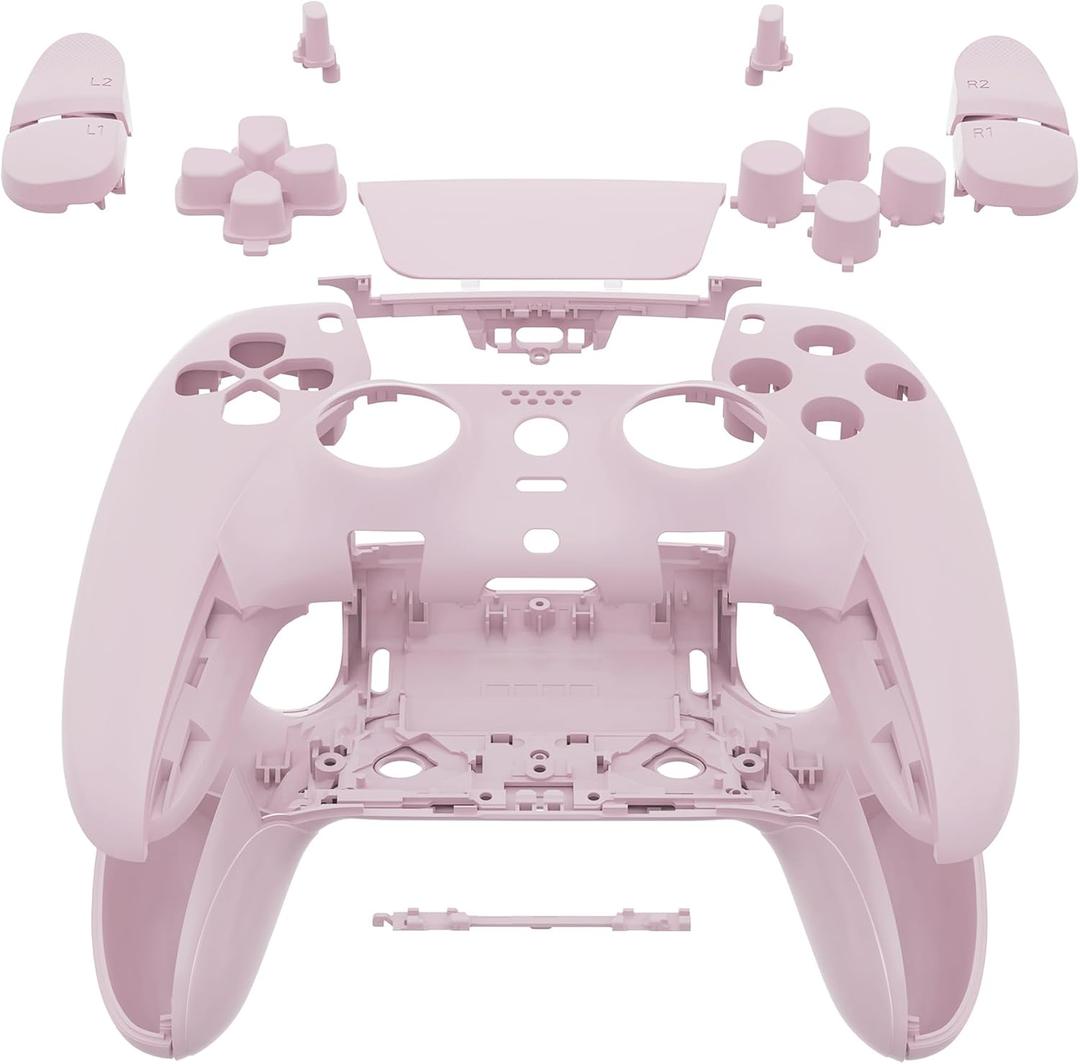 eXtremeRate Full Set Shell with Buttons Compatible with p s 5 Edge Controller, Cherry Blossoms Pink Replacement Decorative Trim Shell Front Back Plates Compatible with p s 5 Edge Controller