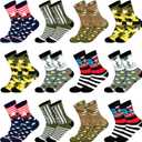 12 Pairs Christmas Veteran Socks for Men Christmas Army Gifts for Men Novelty Camo American Flag Crew Socks Military Veterans Day Socks for Xmas Holiday Patriotic Army Navy Airman Gifts