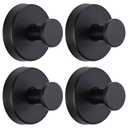 Fenas Suction Cup Hooks for Shower No-Drill Bathroom Hooks for Towels, Robes, Loofah Mountable on Bathroom Walls, Kitchen, Glass, Mirrors, Tile and Smooth,Non-Porous Surfaces (4, Matte Black)
