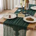 Keketoarrange Emerald Green Table Runner Sheer Table Runner Summer French Country Decor Rustic Gauze Bali Yarn Cheesecloth 120 Inch 10 FT Cheese Cloth for Wedding Baby Shower Bridal Shower Party