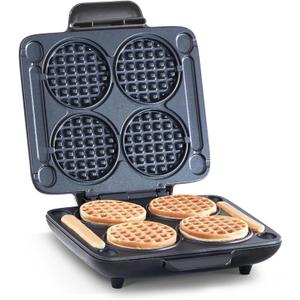 Dash Multi Mini Waffle Maker - Makes Four Waffles at Once for Family Breakfasts - Dual Nonstick Heating Plates & Easy-Release Surface - Compact & Fast-Heating - Graphite