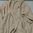 Cardigan Sweaters for Women 2025 Fall Long Sleeve V Neck Oversized Cardigans Button Down Open Front Knit Sweater Coat, Beige Small