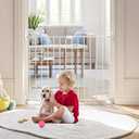 Adjustable Baby Safety Swing Gate, Hardware-Mounted Metal Gate for Stairs and Doorways, Secure Latch for Kids and Pets (White, 24"-40.5" W x 28.75" H)