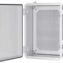 Gratury Junction Box, IP67 Waterproof Plastic Enclosure for Electrical Project, Hinged Grey Cover, Includes Mounting Plate and Wall Bracket (Grey Cover, 14.6"10.6"5.9")