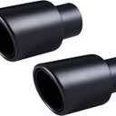 Pack of 2 Black Exhaust tip - 2.25" ID x 3.5"OD x 6.25"L -Double Wall Weld On Muffler Tail Pipe Stainless Steel Black Coated