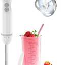 Bonsenkitchen Hand Blender, Immersion Blender with 2 Mixing Speed, 2-In-1 Hand Held Stick Mixer with Beaker for Soups, Smoothies, Sauce, White