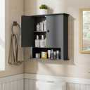 Bathroom Wall Cabinet, Over The Toilet Storage With Adjustable Shelf, Wall Mount Hanging Cabinet,2 Magnetic Doors, Middle Grey, 7.2"D x 22.8"W x 22.5"H