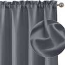 Chyhomenyc Dark Grey Curtains 90 Inch Length 2 Panels Set, Faux Linen Textured Semi Sheer Light Filtering Soft Airy Privacy Farmhouse Curtain Drapes for Living Room Bedroom, 40 Wx90 L Inches