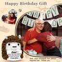 2 x Valentines Day Birthday Dad Gifts from Daughter Son Wife for Dads Fathers Men Present, I Love You Dad Gift for Daddy Papa Bonus Step Father, Crochet Hedgehog Gift Ideas