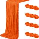 4 Pack Orange Cheesecloth Table Runner 20 x 120 inch Gauze Table Runners 10 FT Long,Semi Sheer Cheese Cloth Fabric Table Runner Bulk for Wedding,Party,Baby Shower,Bridal Shower Decoration
