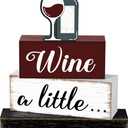 Marsui 4 Pcs Tabletop Decor Rustic Coffee Bar Tiered Tray Decor Decorative Wood Bottle Block Sign Gift Wooden Farmhouse Table Centerpiece for Home Party Shelf Desk Decoration