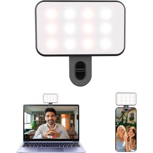 Mini Portable Selfie Light for iPhone: Rechargeable Phone Fill Lights, Ring Light for Camera Picture, Makeup Photo, Video Conferences, Laptop Use, Zoom Meetings, TikTok, Vlog Photography