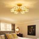 XINGQI 16.9" Semi Flush Mount Ceiling Light Fixture Modern 6 Lights Antique Gold Chandelier, Sputnik Chandeliers Fashion Lighting for Bedroom Dining Room Farmhouse Kitchen Office