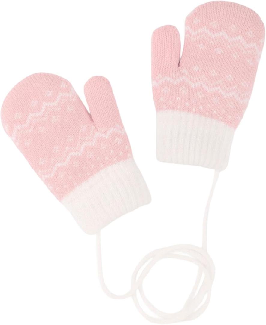 Kids-Winter-Mittens Kintted-Stretchy-Warm-Golves Cold Weather Outdoor Thermal-Accessories for 3-5 Years Boys Girls (Pink)