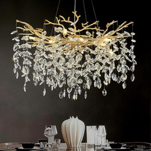 23.6" Tree Branch Chandelier Gold 8-Light Crystal Chandelier