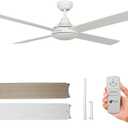 52 Inch Ceiling Fan without lights White finish, Remote Control, Dual Finish Blade, Outdoor/Indoor, ETL Listed, Bedroom, Living Room, Kitchen, Dining Room, Patios, Farmhouse(White without Light)