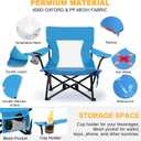 Joyfair Beach Camping Chair with Umbrellas, 2 Pack Outdoor Folding Low Camp Chairs for Adults, Heavy Duty Portable Chair with Umbrella for Outside Fishing, Lawn, Sport, Cup Holder & Carry Bag (Blue)