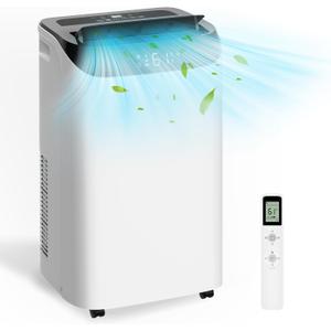 12,000 BTU Portable Air Conditioner Cools Up to 500 Sq.Ft, 3-IN-1 Energy Efficient Portable AC Unit with Remote Control & Installation Kits for Large Room, Campervan, Office, Temporary Space