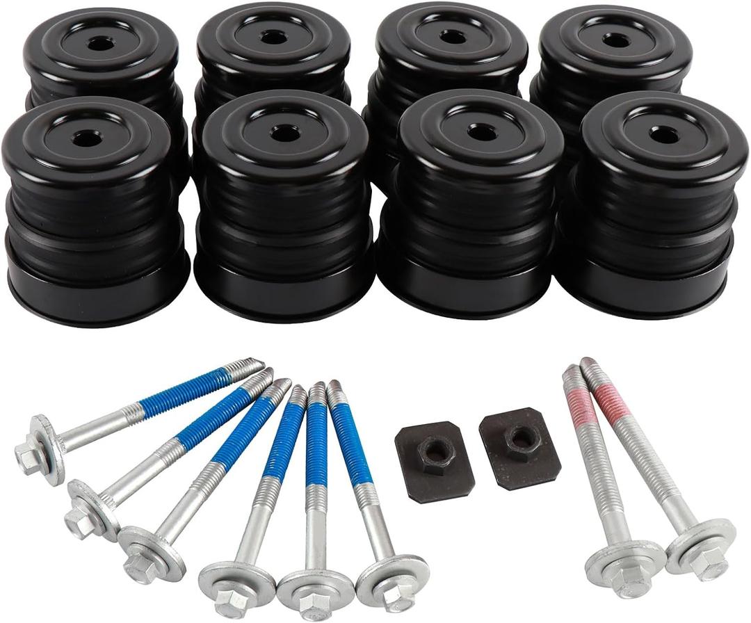 Silicone Body Mount Bushings Bolt Kit Compatible with Ford F250 F350 2008-2016 Crew Cab 2WD 4WD Durable Cab Bushings Reduce Noise,Improve Ride Comfort(Black)