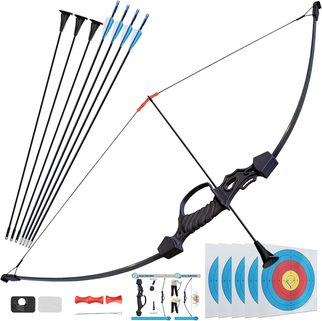 40" Bow and Arrow Set for Teens,Ambidextrous Adult Archery Bow Set with 7 Arrows,Beginner Recurve Bow Gift for Outdoor Backyard Game