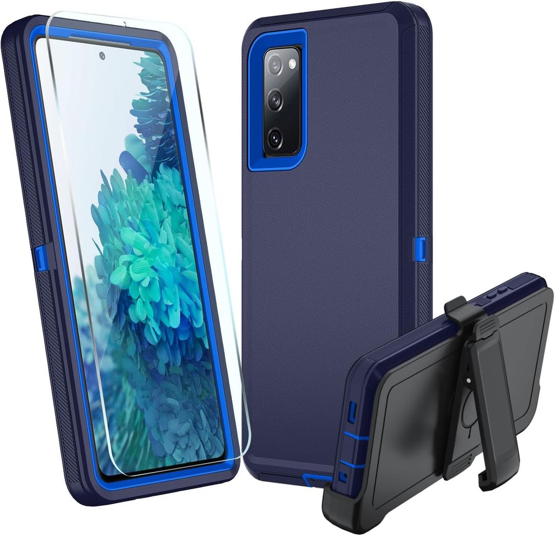 for Samsung Galaxy S20 FE Case, S20 FE Heavy Duty case,[Belt Clip Holster][Military Grade Protective ][Shockproof] [Dropproof] [Dust-Proof], for Galaxy S20 FE (Dark Blue)