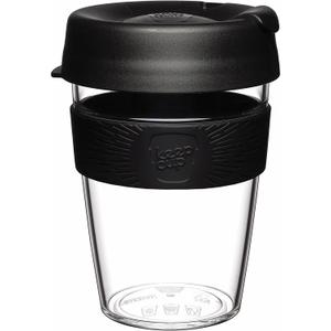 KeepCup Original, Lightweight Plastic Reusable Coffee Cup with Splashproof Sipper Lid - Medium 12oz/340ml - Black