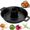 Cast Iron Chicken Roaster, Beer Can Chicken Holder Turkey Fryer with Roasting Pan, Poultry Roaster Stand Barbecue Grilling Accessories Rack for Most Grills and Oven Thanksgiving