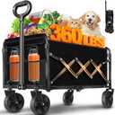 Wagons Carts Foldable, Collapsible Folding Wagon, Portable Folding Wagon Cart with Wheels, Outdoor Utility Carts for Groceries, Camping, Sports, Shopping, Black 27"D x 17.3"W x 46.5"H