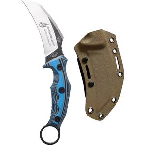 Best.Buy.Damascus1 Hunting knife Survial Blue G10 Fixed Blade Knife with Kydex Sheath Prime Qulity