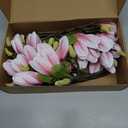 6 PCS 27inch Artificial Magnolia Flowers 3D Real Touch 24 Heads Faux Magnolia Flower buds Realistic Long Stem with lush Green Leaves for Home Wedding Table Office Floral Arrangement Decoration (Pink)