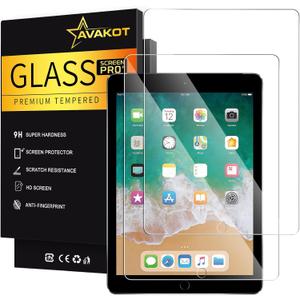 avakot-2 Pack Screen Protector for iPad 6th Generation 9.7 Inch, Anti-Scratch Tempered Glass Film for iPad 5th Gen/Air 2/Air 1/Pro 9.7, Touch Sensitive Tempered Glass Screen Protector for iPad 9.7