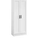 Panana Wooden Storage Cabinet, Narrow Pantry Cabinets Free Standing Tall Storage Cabinet with 2 Doors and Shelves (White)